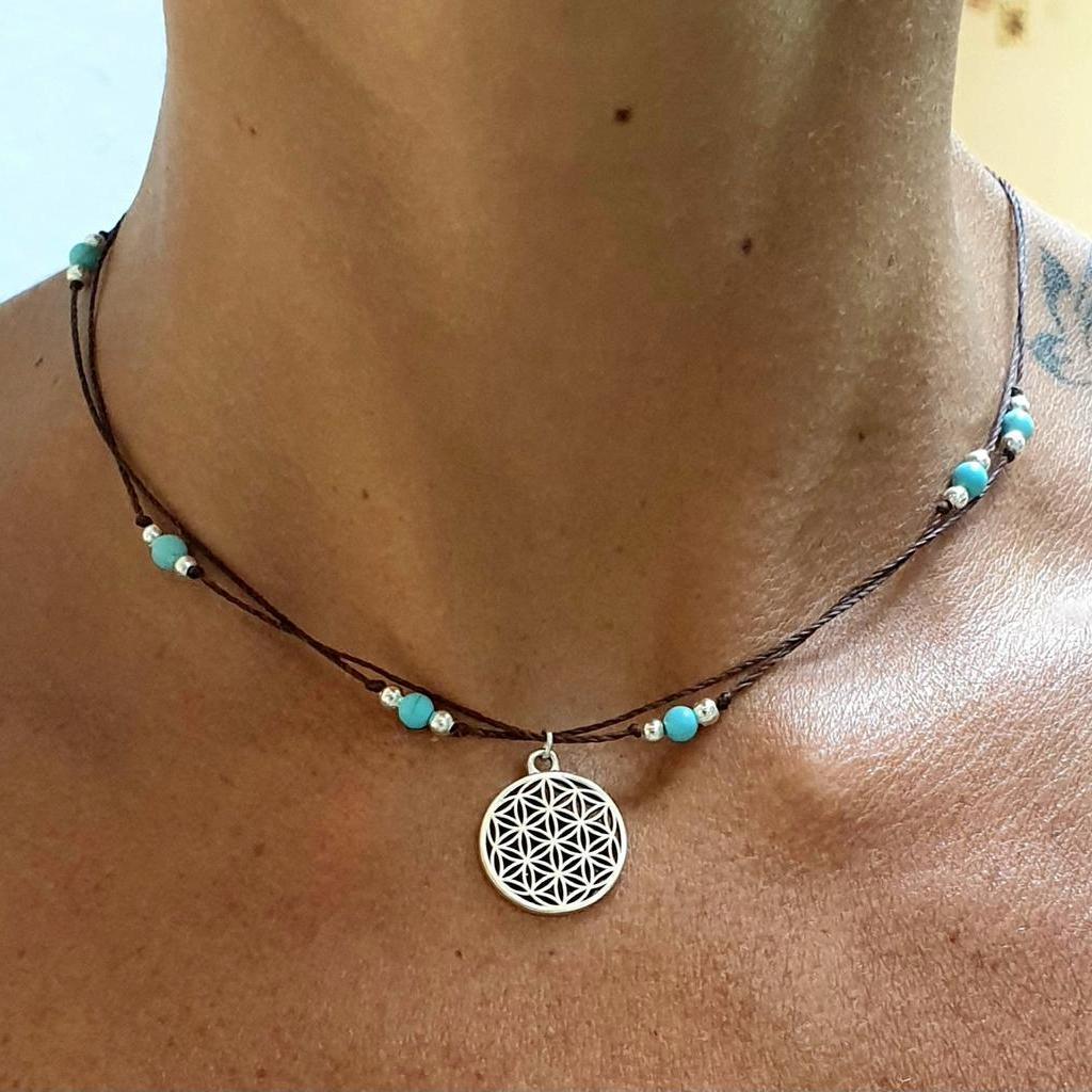 TÜRKIS Kette *BLUME DES LEBENS* dunkelbraun - Image 4
