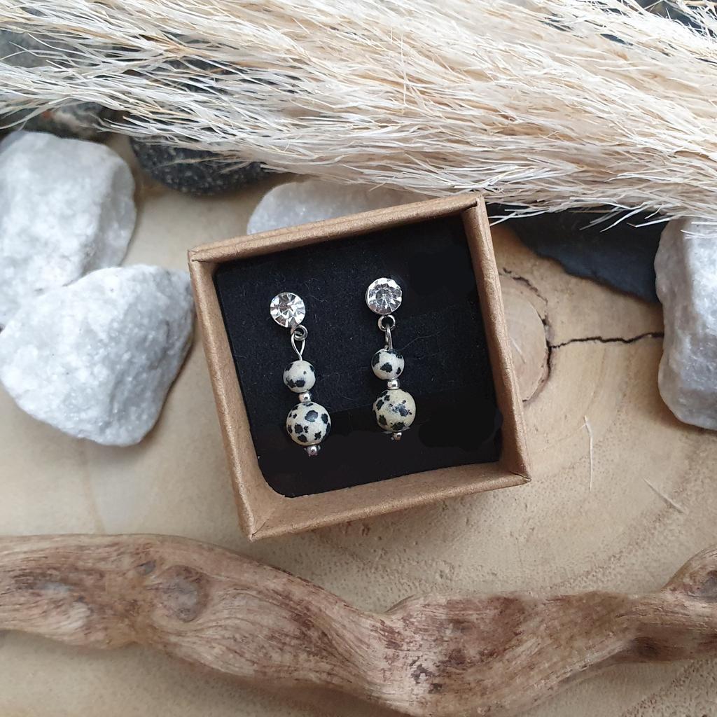 Dalmatinerstein Ohrschmuck *Strass/Edelstahl
