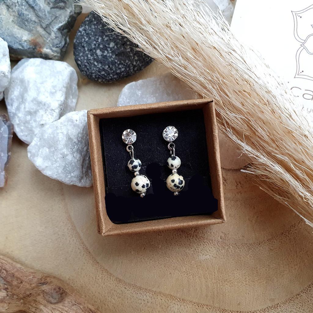 Dalmatinerstein Ohrschmuck *Strass/Edelstahl - Image 3