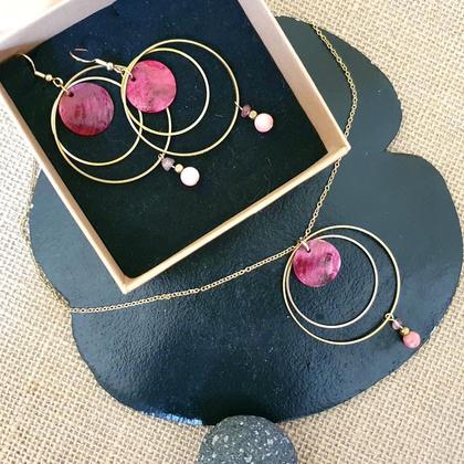 Ohrringe *PINK SEASHELL m. Rhodochrosit - Image 2