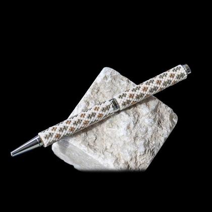 Kugelschreiber mit Glasperlen "Eleganz silber-goldfarben"