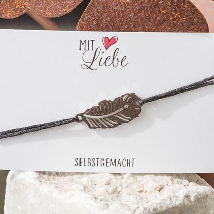 Armbändchen Feder Edelstahl silberfarben