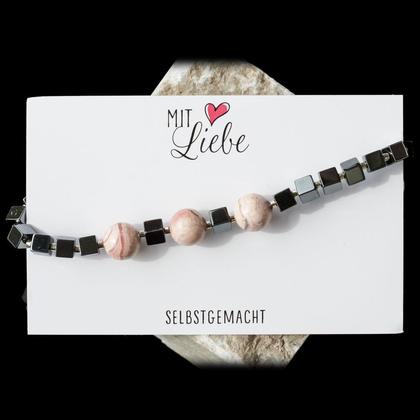 Edelstein-Armband Rodochrosit und Hämatit