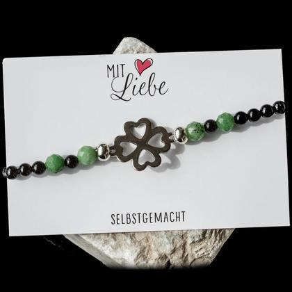 Edelsteinarmband Kleeblatt