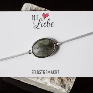 Armbändchen Labradorit 26x15mm goldfarben