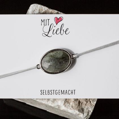 Armbändchen Labradorit 26x15mm goldfarben