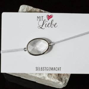 Armbändchen Bergkristall 26x15mm silberfarben