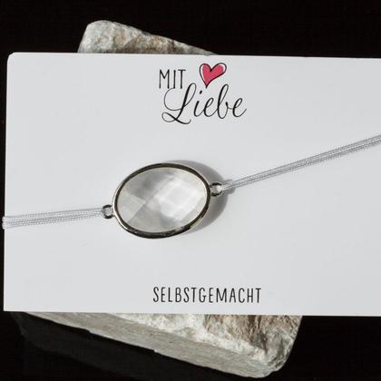 Armbändchen Bergkristall 26x15mm silberfarben