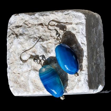 Ohrhänger Achat blau