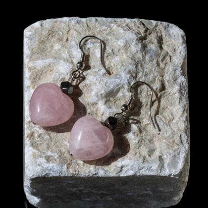 Ohrhänger Rosenquarz-Herz