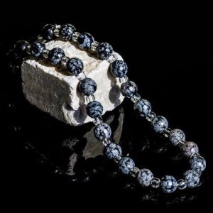 Halskette Schneeflocken-Obsidian