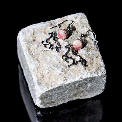 Ohrhänger Pferd mit Rodochrosit-Kugel