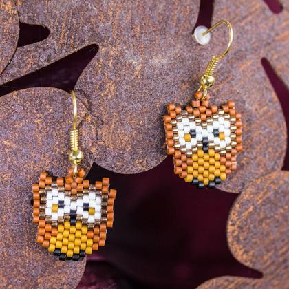 Ohrhänger Eule aus Delica Perlen