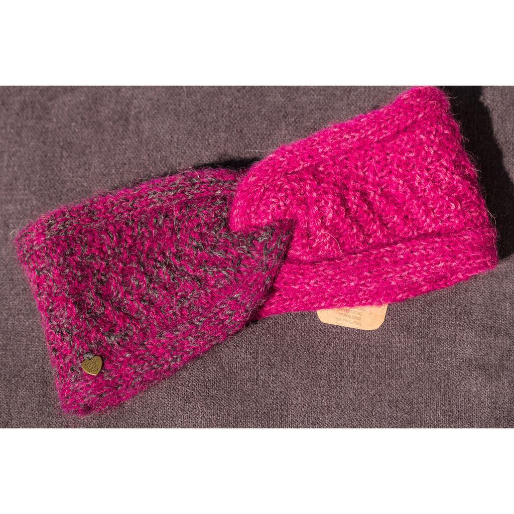 Alpaka Stirnband Twist violett-zweifarbig