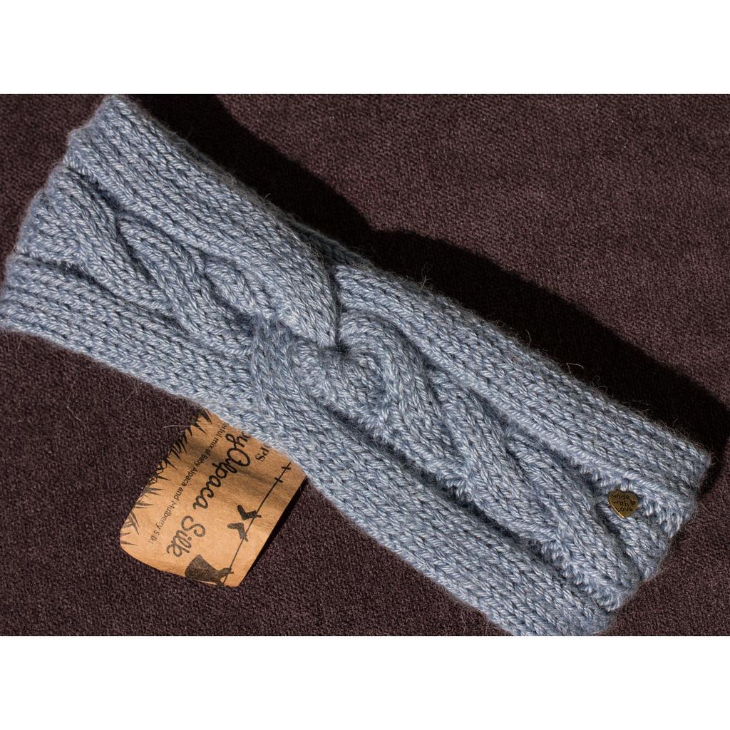 Alpaka Stirnband Twist graublau