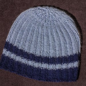 Alpaka Haube unisex hellblau/dunkelblau