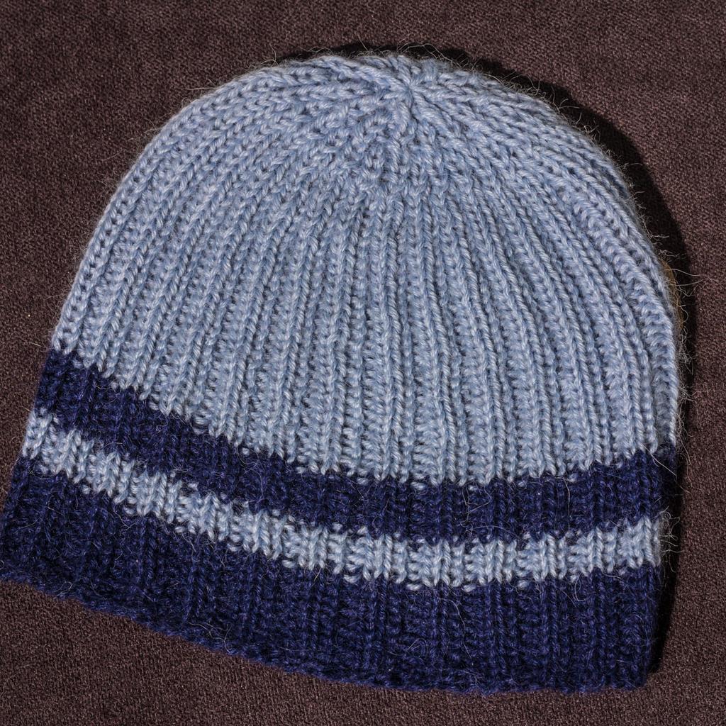 Alpaka Haube unisex hellblau/dunkelblau