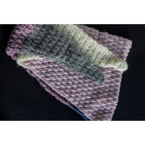 Alpaka Schal blau/rosa/naturweiß/grau