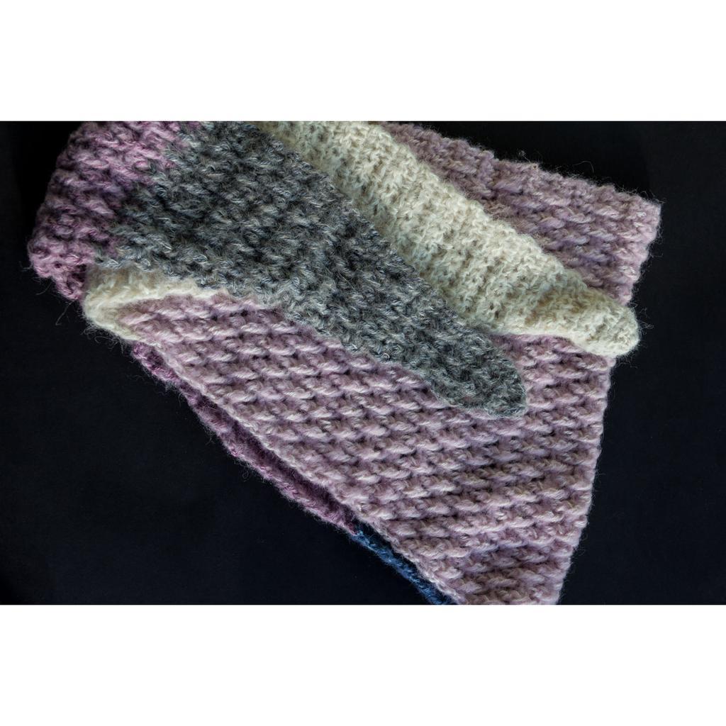 Alpaka Schal blau/rosa/naturweiß/grau