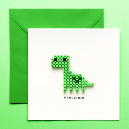 YOU ARE DINOMITE Grußkarte mit Bügelperlen - Image 2