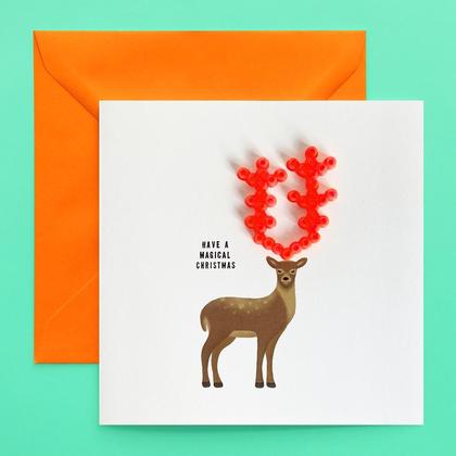 HAVE A MAGICAL CHRISTMAS  handgemachte Weihnachtskarte mit Bügelperlen