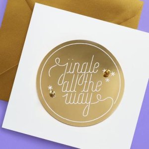 JINGLE ALL THE WAY Weihnachtskarte mit echten Glöckchen