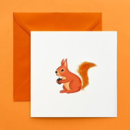 OACHKATZL (EICHHÖRNCHEN) handgemachte Weihnachtskarte mit Plüsch