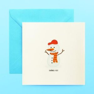 SCHNEEMANN Weihnachtskarte mit handgemachter Karottennase