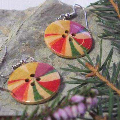 Ohrringe bunte Holzknöpfe