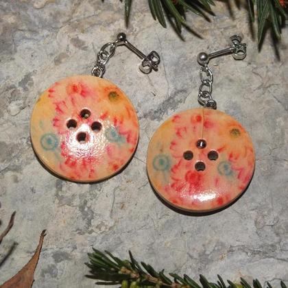 Ohrringe bunte Holzknöpfe