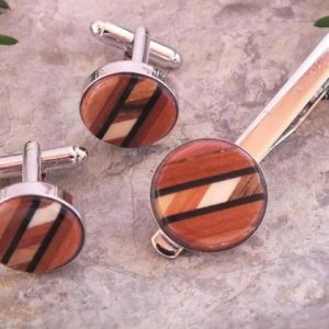 Krawattennadel, Krawattenklammer aus 6 Holzarten