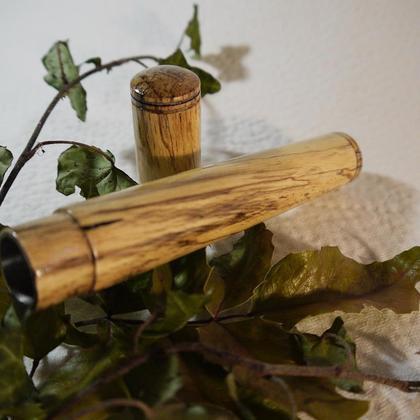 Etui aus gestockter Buche für Zigarren und Kugelschreiber