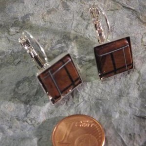 Ohrringe aus Zwetschke, Wenge und Aluminiumadern