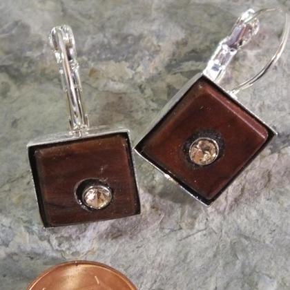 Ohrringe aus Zwetschke mit Strassstein in runder Fassung - Image 3