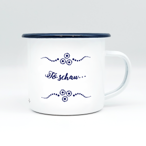 JÖ SCHAU – Mundart Emaille Häferl