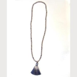 Glasschliffperlenkette Taupe/Grau