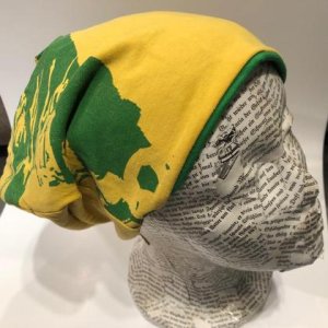 Upcycling -Beanie/Mütze – „Fußball Gelb/Grün“