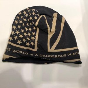 Upcycling -Beanie/Mütze – „The world is a dangerous place“