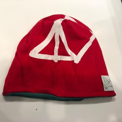 Upcycling -Beanie/Mütze - "London-Grün/Zelt-Rot" - Image 2