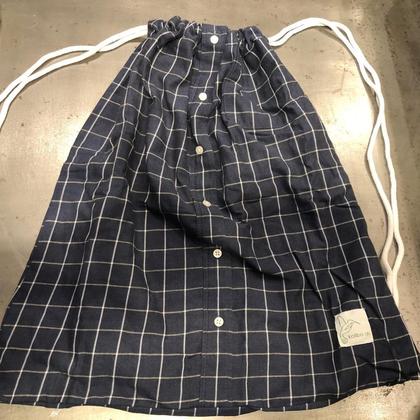 Upcycling Rucksack - Dunkelblau kariert