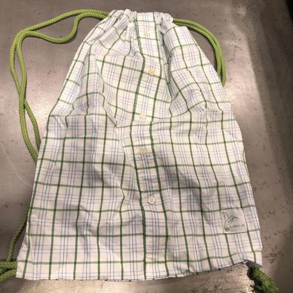 Upcycling Rucksack - Weiß/Grün kariert