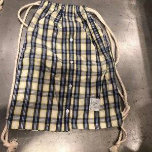 Upcycling Rucksack – Gelb/Blau kariert