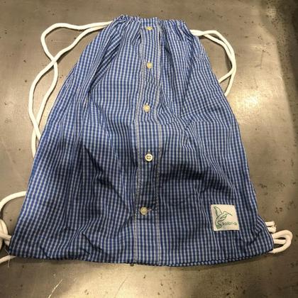 Upcycling Rucksack - Blau- fein kariert