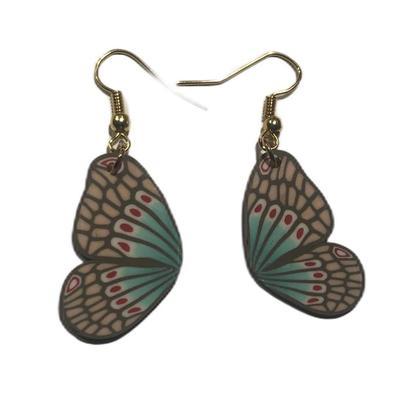 Ohrringe Schmetterlingsflügel - Türkis/Beige