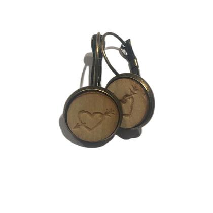 Ohrringe - Herz in Holz