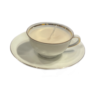 Teelicht -Weiß, feiner Goldrand