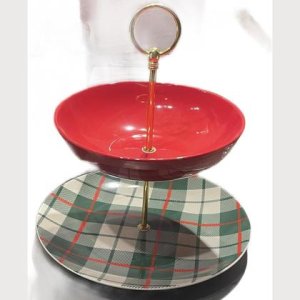 Etagere „Karo Grün mit rotem Teller“