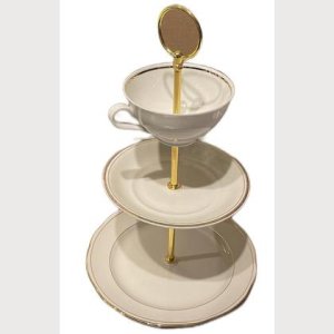 Etagere „weiß mit feinem Goldrand“ Version 2