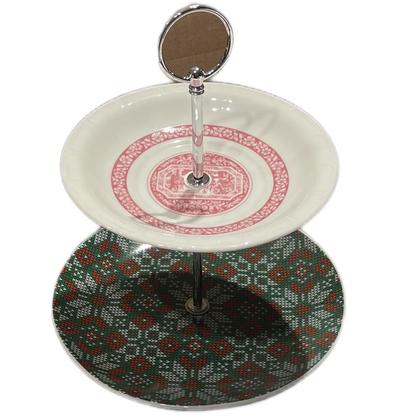 Etagere "Norweger Strick und Vintage-Teller"