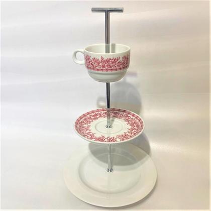 Etagere "Weiß mit roter Blumen-Banderole"